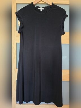 Black Ruffle Sleeve Mini Dress